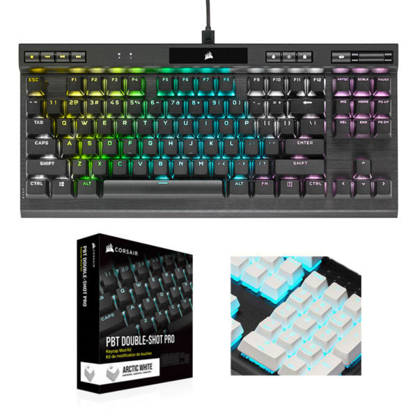 [오늘출발] 커세어 K70 RGB TKL CHAMPION 기계식 키보드 저소음 적축 + PBT 이중사출 프로 한글 키캡 화이트